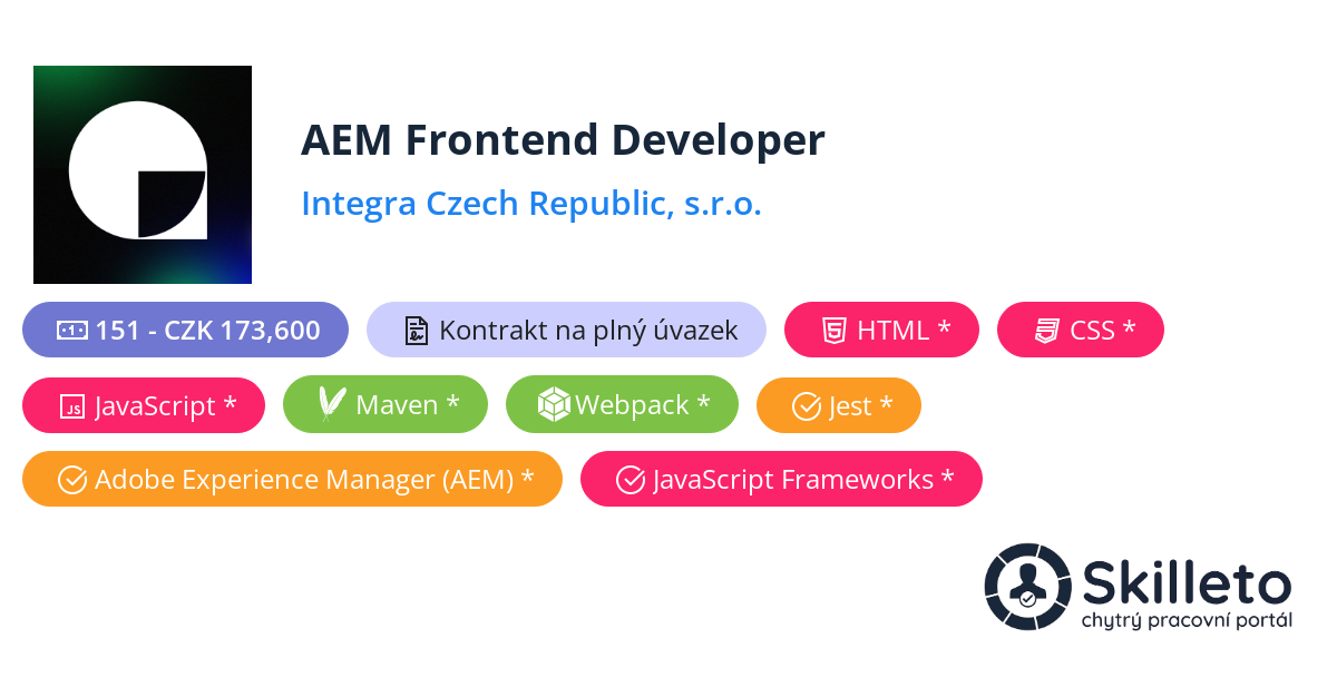 AEM Frontend Developer | 151 - CZK 173,600 | Integra Czech Republic, s.r.o.