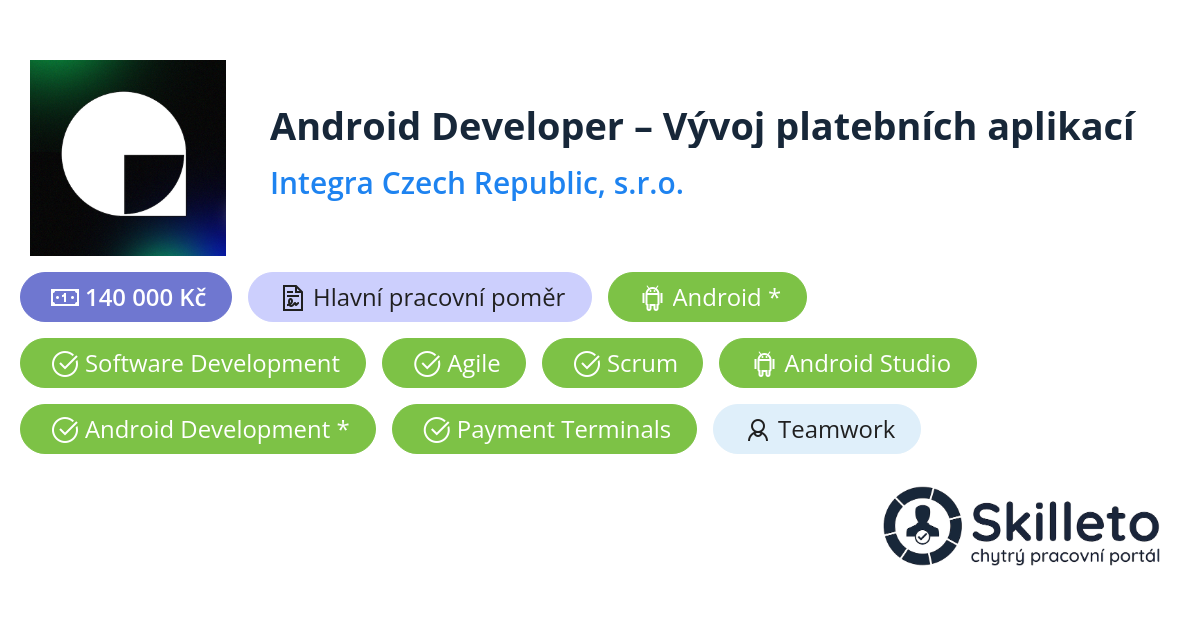 Android Developer – Vývoj platebních aplikací | Integra Czech Republic ...