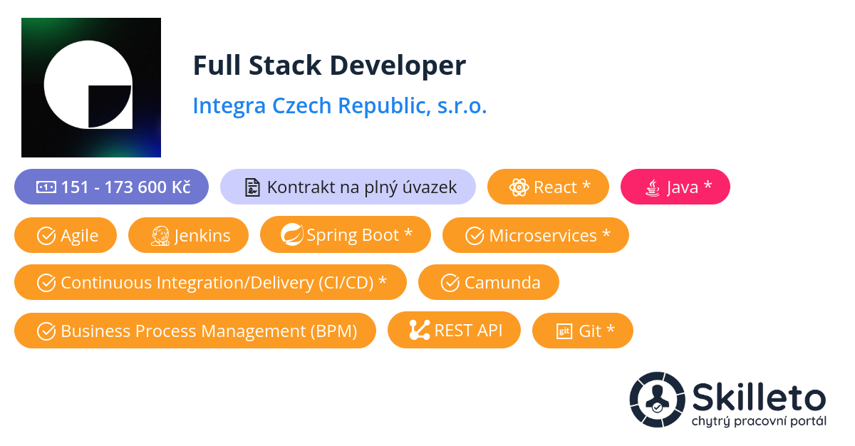 Full Stack Developer | Integra Czech Republic, s.r.o.